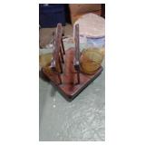 Wooden napkin holder with bucket style cream and