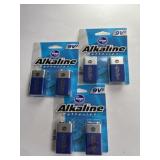 3 pkgs of 2 pk 9-volt alkaline batteries