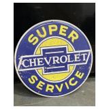 Super Chevrolet service embossed metal sign 15'