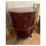 Cedar Twin Drawer Round Hall Table with a cherry