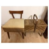 Vintage Sewing Chair with Lift-Top Storage &