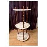 Vintage Three-Level Marble Top Pedestal Stand w/