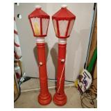 2 blow mold porch lights 40 in tall lighted 1969