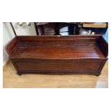 Ornate Wooden Hall Bench, 60' Wide w/ Storage &