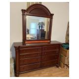 Solid wood dresser with mirror & deep top drawers