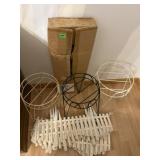 Mixed Lot of Metal Plant Stands, Faux Flowers &