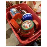 Tote full of holiday tins