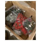 Box of various holiday decor