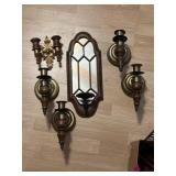 Candle wall sconces and mirror with candle holder