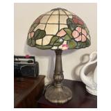 Tiffany style table lamp with plastic faux slag