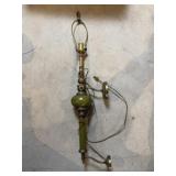 Vintage Brass & Green Column Wall Sconce Lamp
