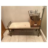 Padded bench and all kinds of bathroom wall