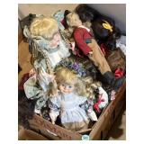 Different styles of ceramic dolls