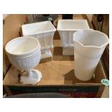 White and milk glass vases & compotes