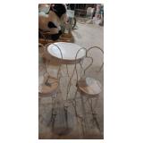 Doll size metal parlor table with 2 chairs