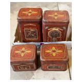 1970s Cheinco tin kitchen canisters.