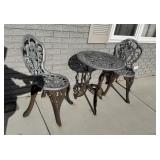 3-piece cast aluminum outdoor bistro set.