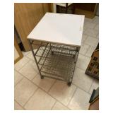 Rolling storage rack with wired drawers and wood