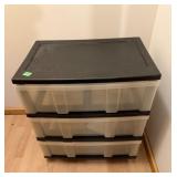 3-Drawer Wide Plastic Storage Drawer