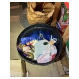 Can full of various holiday decor