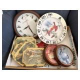 Bird-Themed Clock, Decorative Thermometer &
