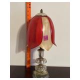 vintage lotus flower petal table lamp w/ glass