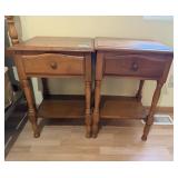 Matching pair of wooden nightstands with single