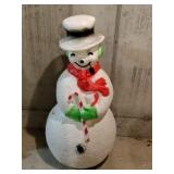 Blow mold snowman with pipe 40 in tall lighted