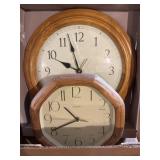 Pair of Wood Wall Clocks