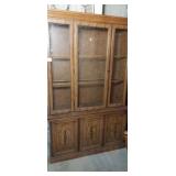 Wooden 2pc China hutch with lighted top, no glass