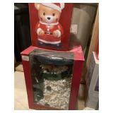 Holiday bear cookie jar, and 15in fiber optic