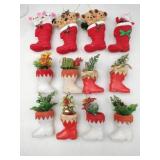 Vintage Christmas boot ornaments