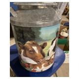 Decorative galvanized, milk container