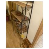 Wooden Magazine rack, and metal and wicker