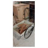 Decorative wooden metal wheel wagon