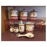 Decorative Ceramic Canister Set with Matching