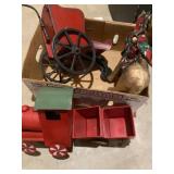 Wooden sleigh with cast-iron wheels, gold