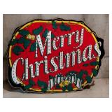 Wooden Merry Christmas lighted sign 28 wide 22