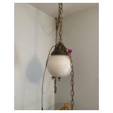 Vintage Hanging Swag Light w/ Milk Glass Globe