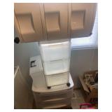 3 three drawer bins and plastic storage container