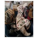 Tote of wicker chairs dolls bears