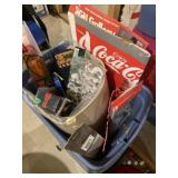 Tote full of various holiday decor, and