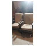 2,   matching rustic wood frame chairs (needs new