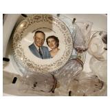 Glass plates and candle sconces