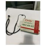 Curity automobile, first aid kit and stethoscope