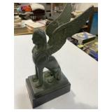 Egyptian bronze winged sphinx statue