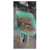 Green metal tub wheelbarrow