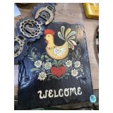 Slate welcome, sign wall, decor, and leather and