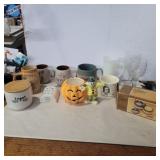 Coffee mugs, Halloween planter, and more