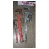 3 pipe wrenchs , ridgid , Toledo, and unmarked